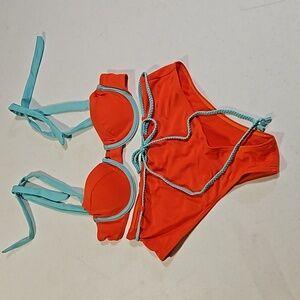 Bikini Aqua and Orange Size Medium